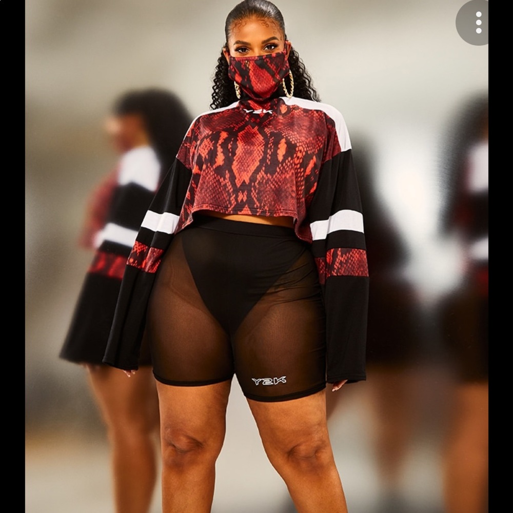 Plus Red Snake Motorcross Panel Crop Top
